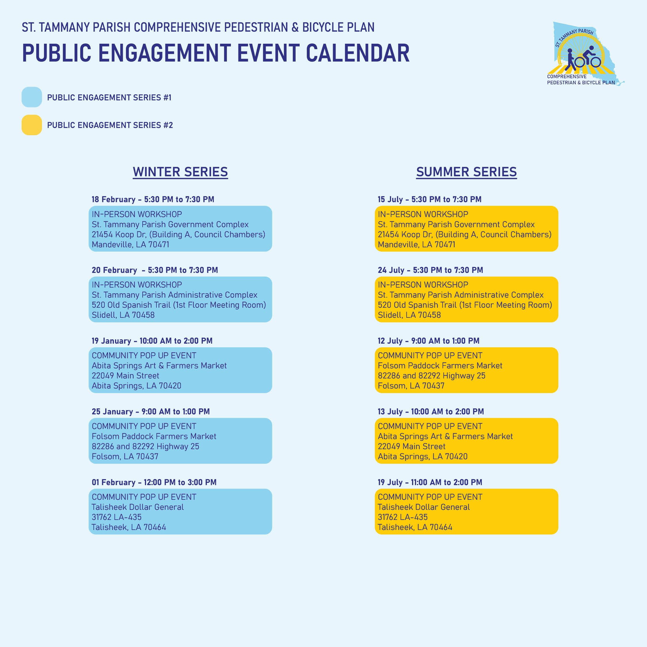 PUBLIC ENGAGEMENT CALENDAR